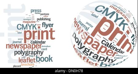 Printing Word Cloud Stock Vector