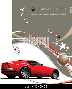 Light brown business background with red sport  car image. Vecto Stock Vector