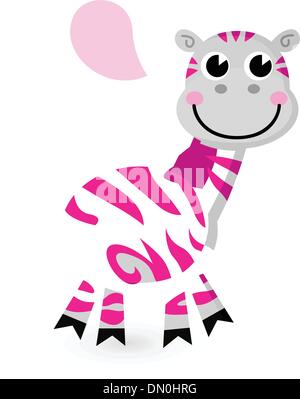 Cute pink zebra isolated on white Stock Vector