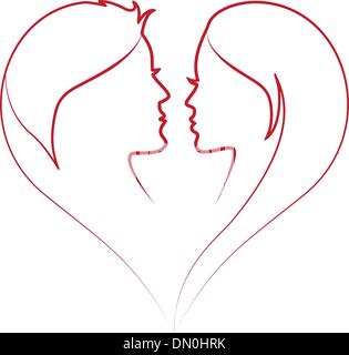 man and woman silhouette in heart shape Stock Vector Image & Art - Alamy