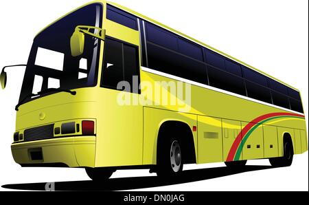 City yellow bus. Tourist coach. Vector illustration for designer Stock Vector