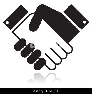 Handshake glossy black icon Stock Vector