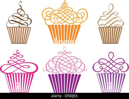 set of cupcakes, vector Stock Vector