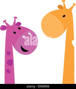 Giraffe colorful family isolated on white Stock Vector