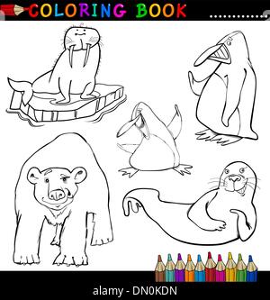 Animals for Coloring Book or Page Stock Vector