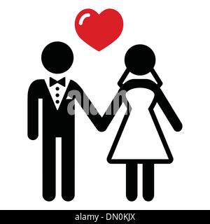 Wedding married couple icon Stock Vector