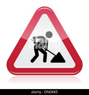 Under construction, road works warning sign Stock Vector