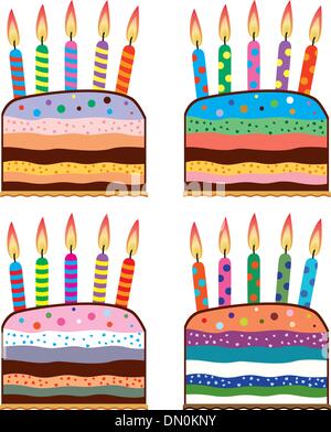 Colorful Birthday Cakes Set Stock Vector Image & Art - Alamy