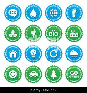 Eco green labels set - ecology, recyling, eco power concept Stock Vector