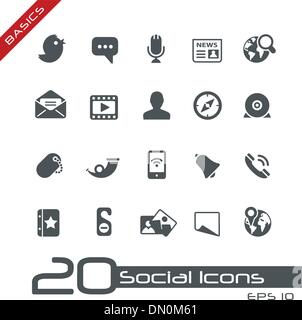 Social Media Icons // Basics Stock Vector