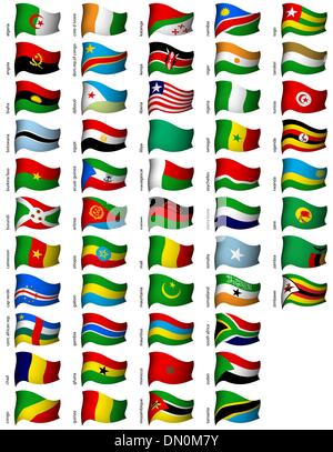 wavy african flags set Stock Vector