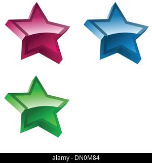 Set of four 3D shiny stars. Stock Vector