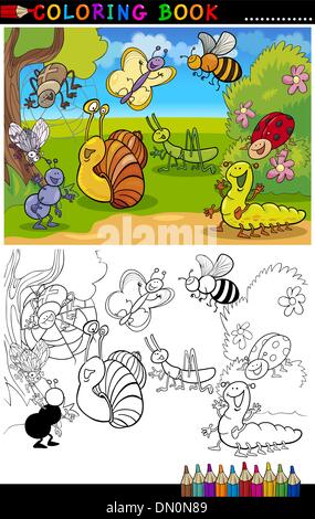 Insects and bugs for Coloring Book or Page Stock Vector