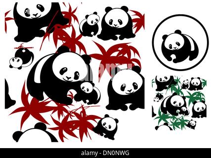 Pandas seamless Stock Vector