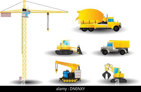 Construction vehicles set Stock Vector