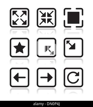 Website screen icons set - full screen, minimize, refresh Stock Vector