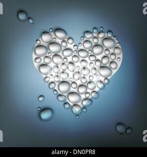 Heart shaped water drops. Abstract Valentines day background, ve Stock Vector