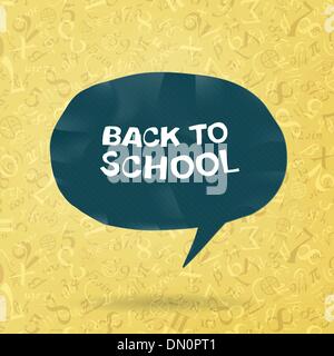 Back to school text in speech bubble on figures and formulas bac Stock Vector