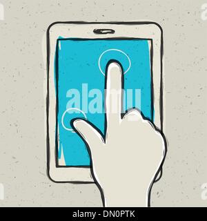 Abstract hand touching digital tablet. Vector illustration, EPS1 Stock Vector