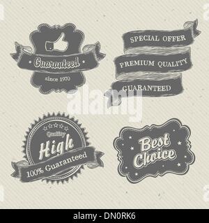 Vintage hand-drawn labels collection on textured paper. Vector i Stock Vector