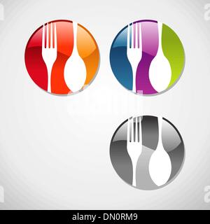 Gourmet glossy web button icons set Stock Vector