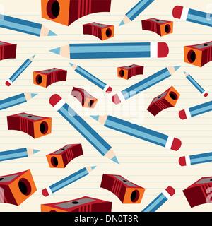 Pencil and sharpener pattern Stock Vector