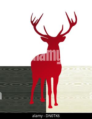 Christmas wooden reindeer silhouette Stock Vector