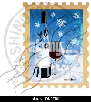 stamp with christmas drinks vector Stock Vector