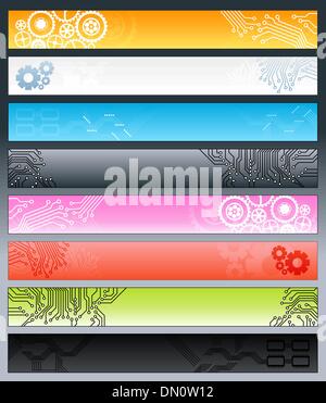 Technological circuitry web banners Stock Vector