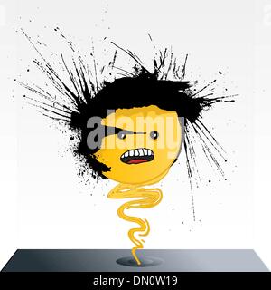 Exhausted emoticon ink splatter spirit Stock Vector