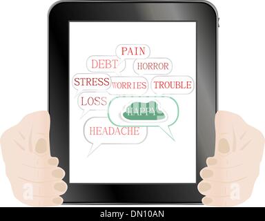 Hands holding digital tablet pc. Vector illustration Stock Vector