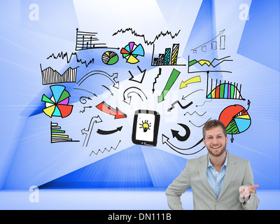 Composite image of stylish man smiling and gesturing Stock Photo