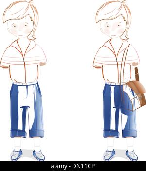 Young Student with a Bag Going to School Stock Vector