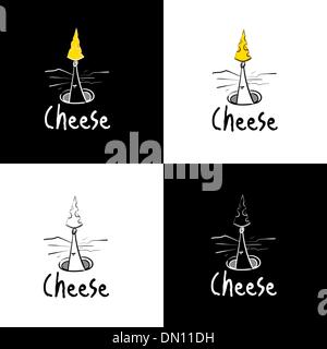 Sketchy Mouse and Cheese Logo Stock Vector