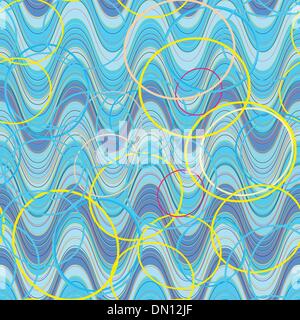 Waves and circles seamless pattern Stock Vector