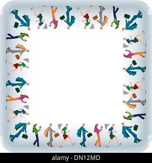 Three men walking seamless pattern brush Stock Vector