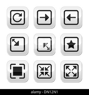 Website screen size buttons set - full screen, minimize, refresh Stock Vector