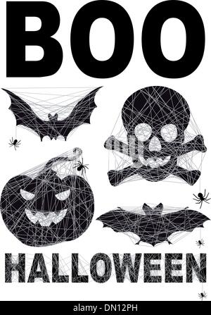 Halloween icon set with spidernet, vector Stock Vector