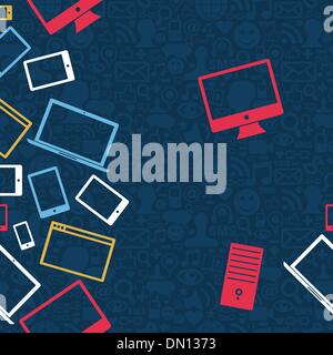 Tablet, computer and mobile icons seamless pattern Stock Vector