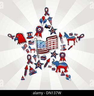 USA elections icon set in star Stock Vector