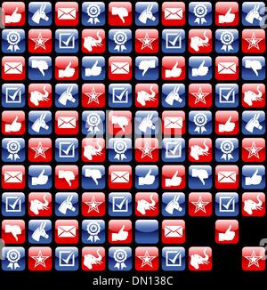 USA elections glossy internet icons pattern Stock Vector