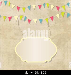 Vintage frame with floral branch and small hearts. Stock Vector