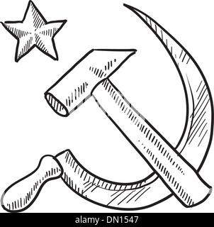 Hammer and sickle sketch Stock Vector