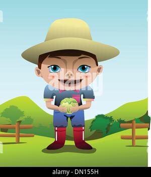 Cute farmer boy cartoon character Stock Vector Image & Art - Alamy