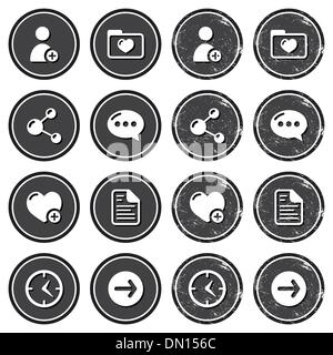 Website navigation icons on retro labels set Stock Vector