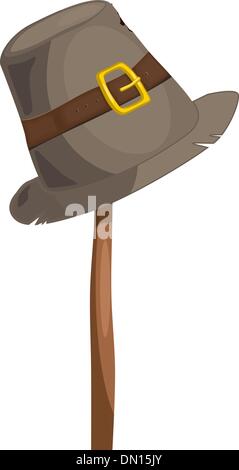 Hat beggar on a wooden pole. eps10 Stock Vector