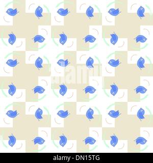 Blue birds seamless pattern Stock Vector