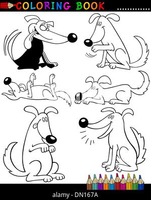 illustration of cartoon dogs group for coloring book Stock Vector Image ...