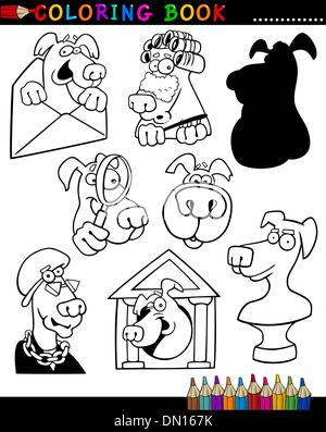cartoon dogs group coloring book page Stock Vector Image & Art - Alamy
