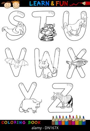 Cartoon Alphabet with Animals for coloring Stock Vector Art ...
